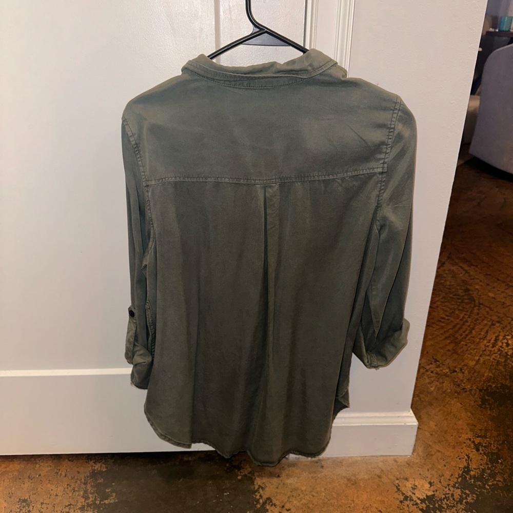 Universal Thread Green Button Down Medium Long Sl… - image 5